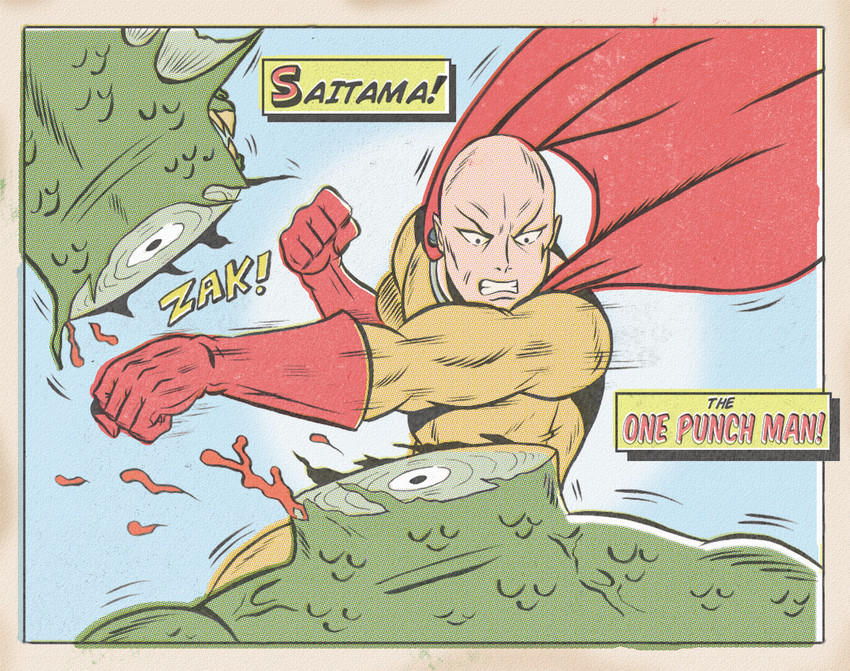 saitama (one-punch man) drawn by paintmarvels