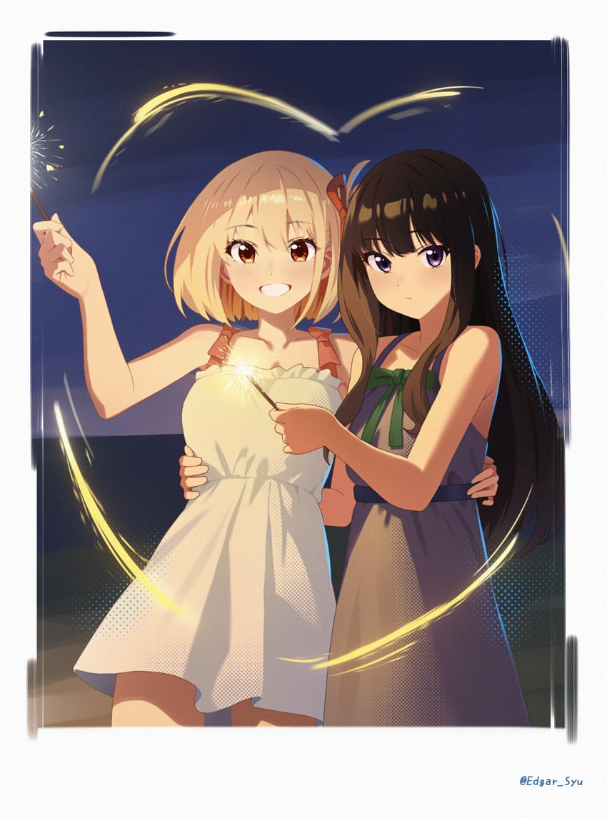 nishikigi chisato and inoue takina (lycoris recoil) drawn by edgar_syu