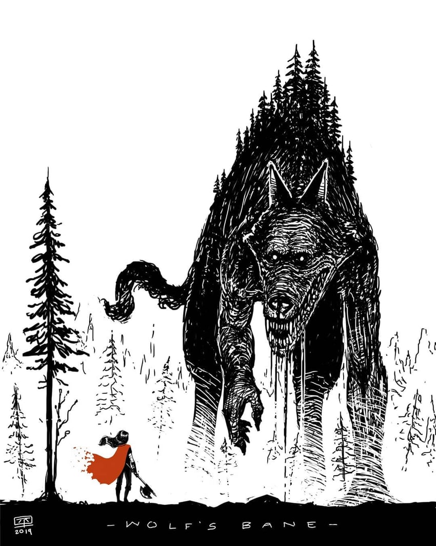 little red riding hood and big bad wolf (little red riding hood) drawn by jr_(jarsarts)
