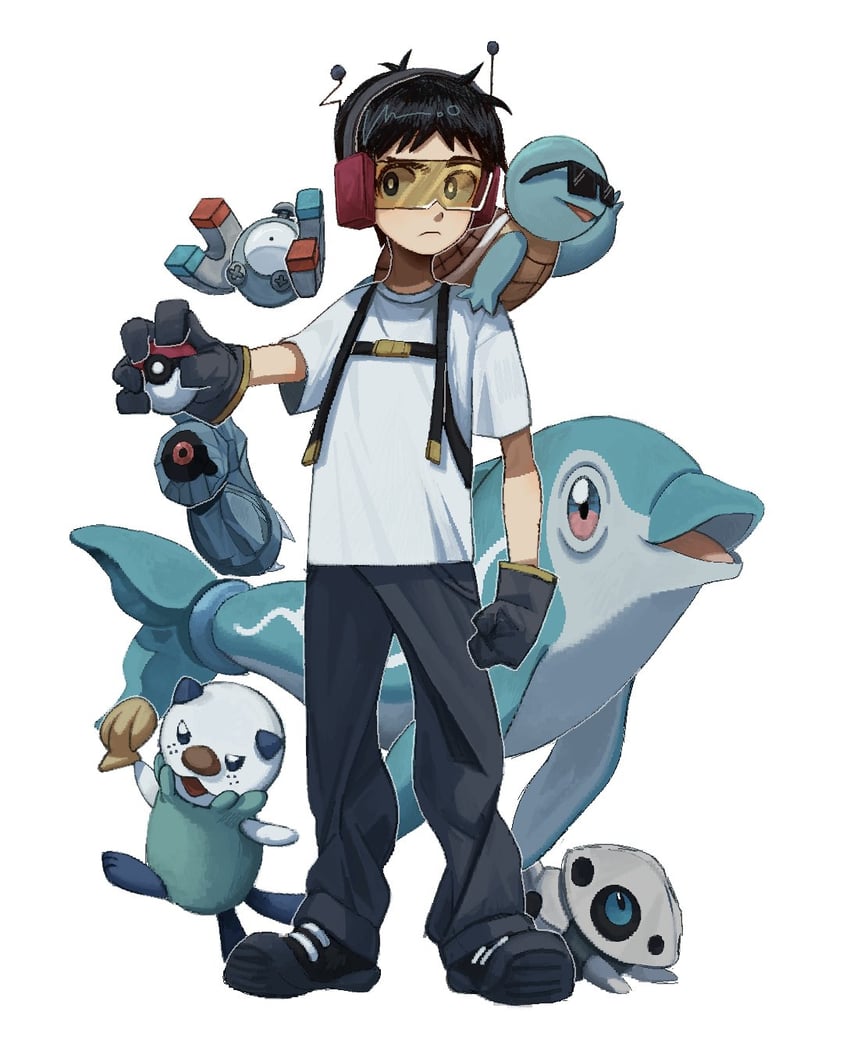 oshawott, squirtle, magnemite, stan marsh, finizen, and 1 more (pokemon and 2 more) drawn by 96a5b0