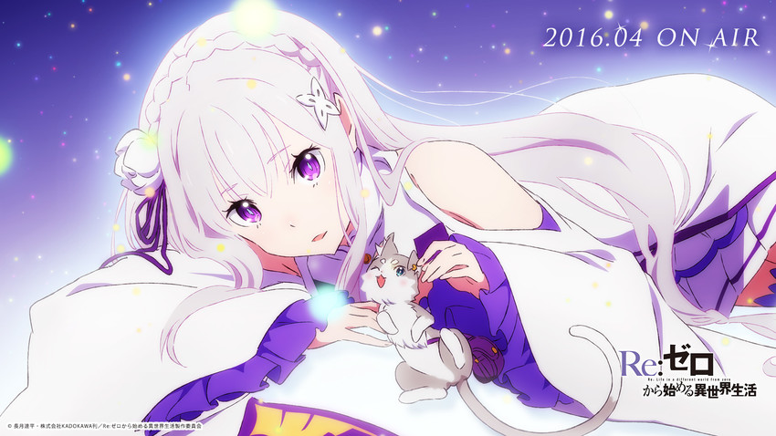 emilia and puck (re:zero kara hajimeru isekai seikatsu) drawn by sakai_kyuuta