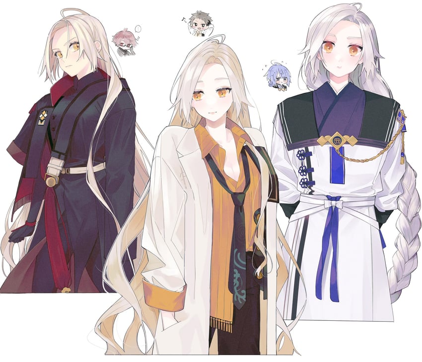 olympia, rikuu, akaza, and kuroba (olympia soiree) drawn by kui_game