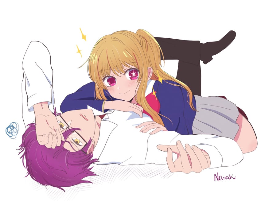hoshino ruby and narushima melt (oshi no ko) drawn by nana_(7kah)