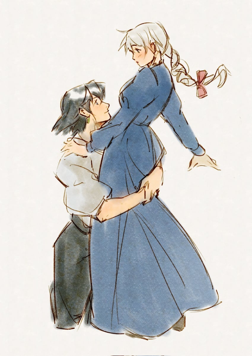 howl pendragon and sophie hatter (howl no ugoku shiro) drawn by mmariesr
