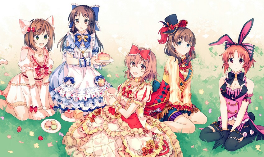 tachibana arisu, maekawa miku, sakuma mayu, abe nana, and kita hinako (idolmaster and 1 more) drawn by migolu