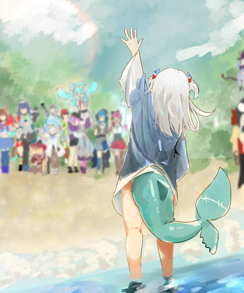 gawr gura, houshou marine, hoshimachi suisei, usada pekora, ouro kronii, and 8 more (hololive and 2 more) drawn by dai_roku_ten_mao