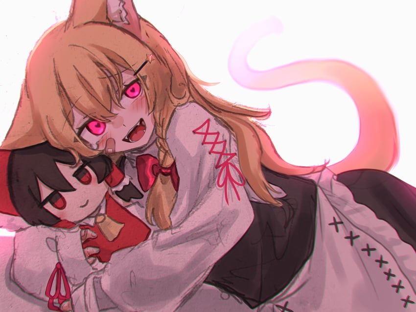 hakurei reimu and kirisame marisa (touhou) drawn by karasu2020_8