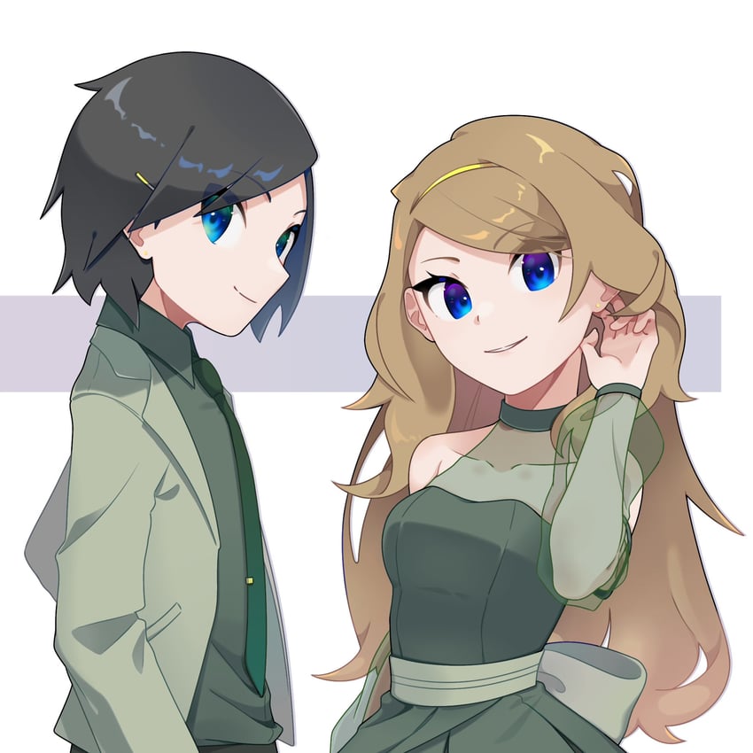 serena and calem (pokemon and 1 more) drawn by omochi_(omotimotittona3)