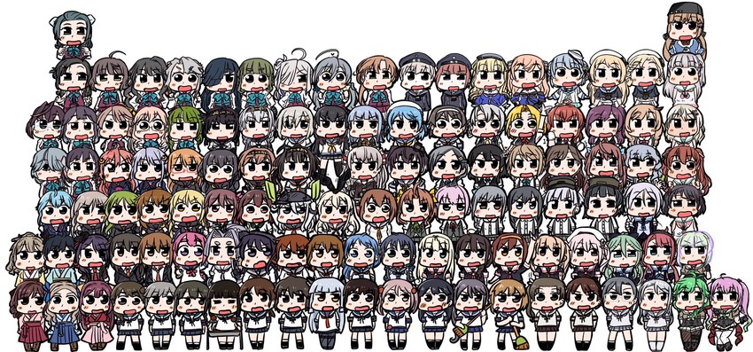 shimakaze, hibiki, shigure, inazuma, yuudachi, and 108 more (kantai collection) drawn by cyama_land