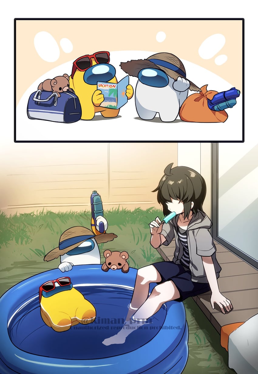 crewmate, yellow, white, and they (original and 1 more) drawn by kiman