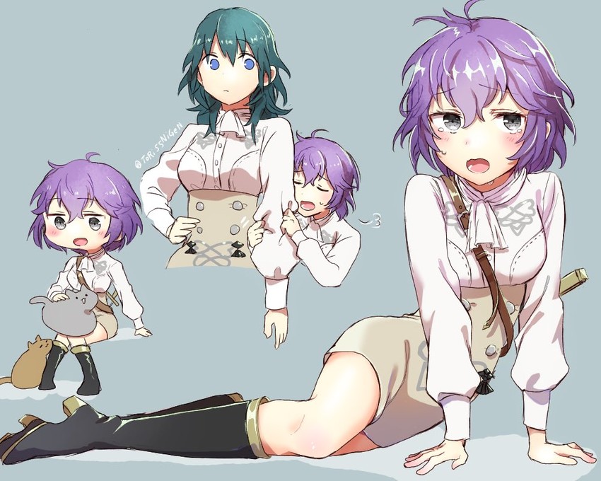 female byleth and bernadetta von varley (fire emblem and 1 more) drawn by tori55nigen