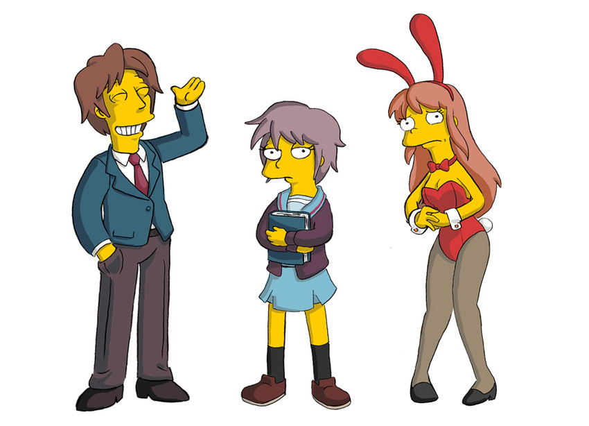 nagato yuki, asahina mikuru, and koizumi itsuki (suzumiya haruhi no yuuutsu and 1 more) drawn by dane_romley