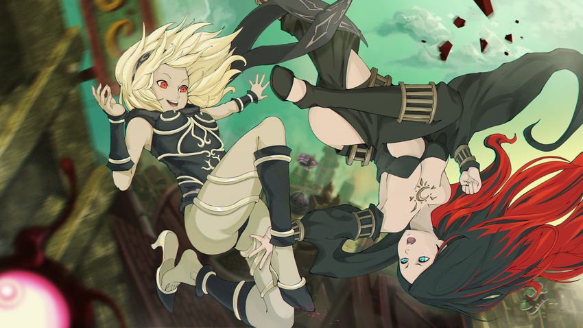 kitten and crow (gravity daze and 1 more) drawn by draw-till-death