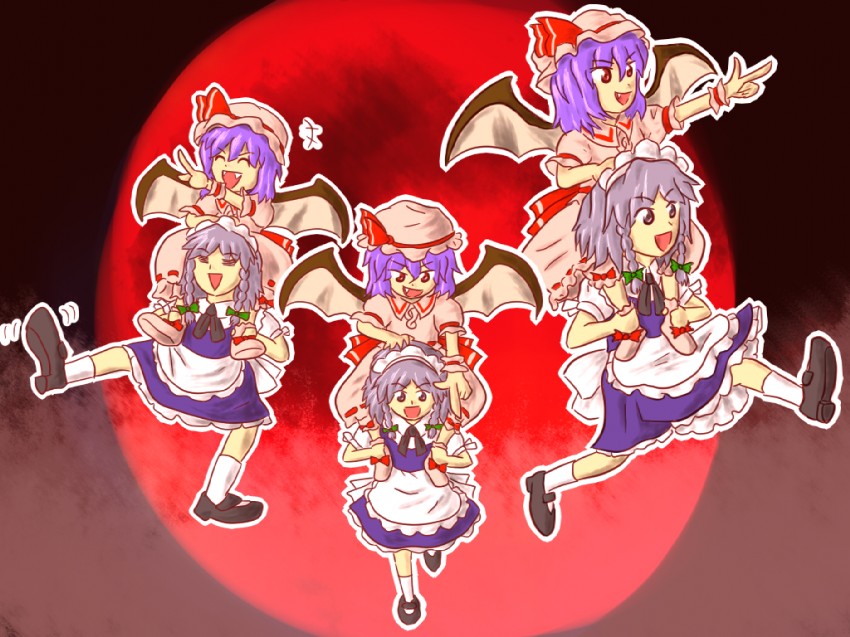 remilia scarlet and izayoi sakuya (touhou) drawn by ichizen_(watakku)