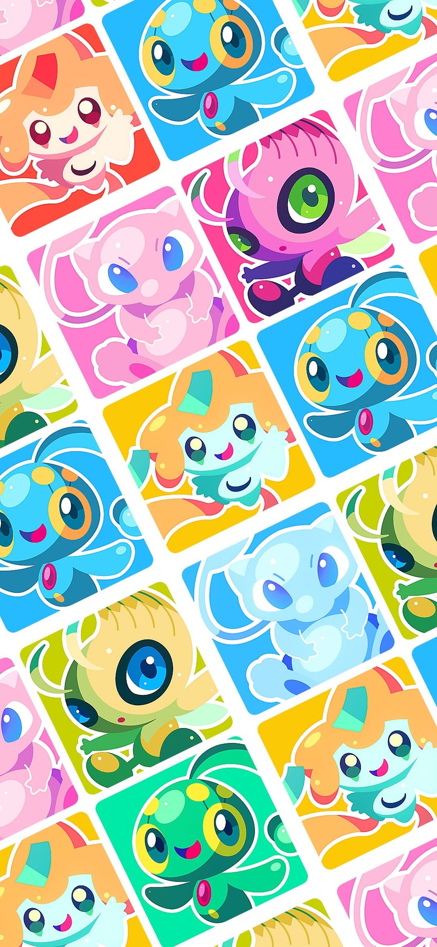 jirachi, mew, celebi, and manaphy (pokemon) drawn by shichi_(7cube_ori)