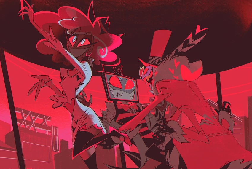 valentino, vox, and velvette (hazbin hotel) drawn by ssyy_aagg