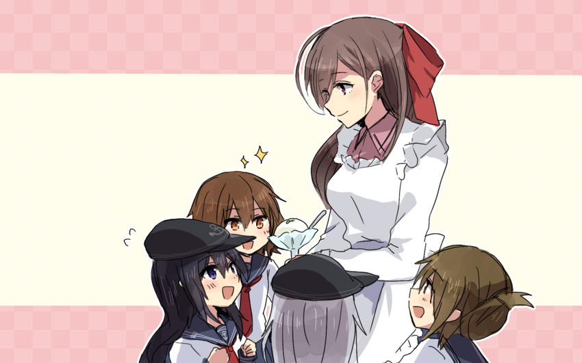 hibiki, inazuma, ikazuchi, akatsuki, and mamiya (kantai collection) drawn by annin_musou