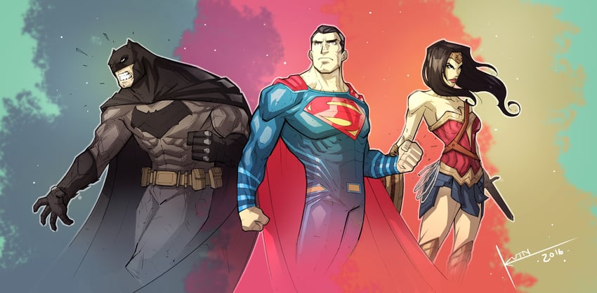 batman, superman, and wonder woman (dc comics and 3 more) drawn by kevin_shah