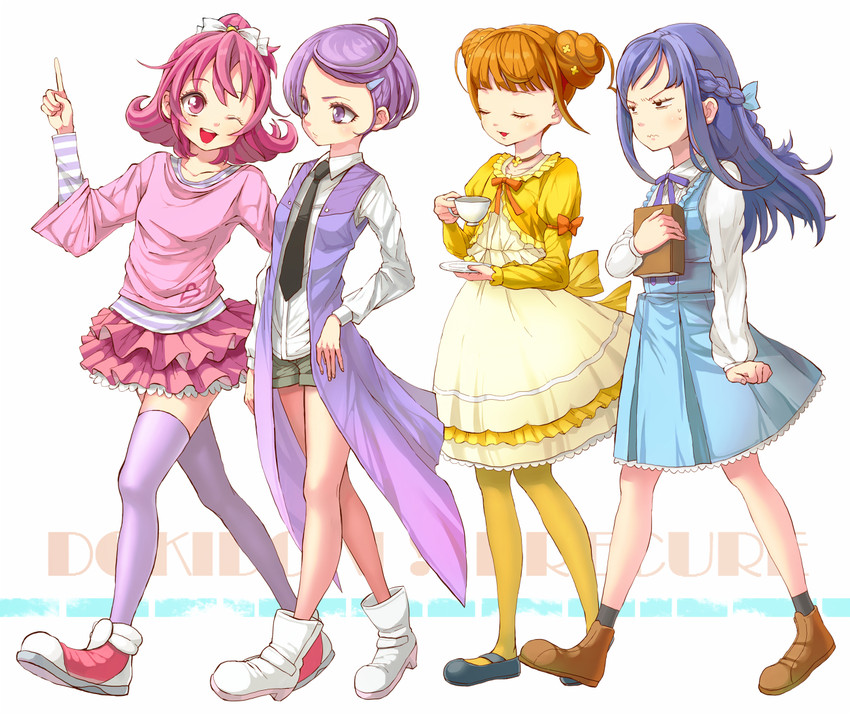 hishikawa rikka, aida mana, kenzaki makoto, and yotsuba alice (precure and 1 more) drawn by owarine_miku