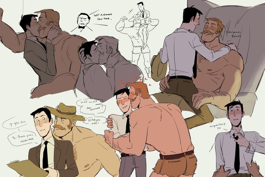 saxton hale, mr. bidwell, and mr. reddy (team fortress 2) drawn by citrus0lemon
