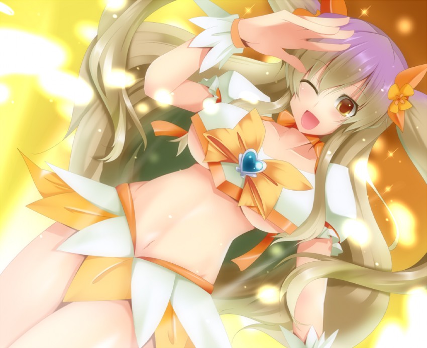 hijiri byakuren and cure sunshine (touhou and 2 more) drawn by yoshida_(rodeo)