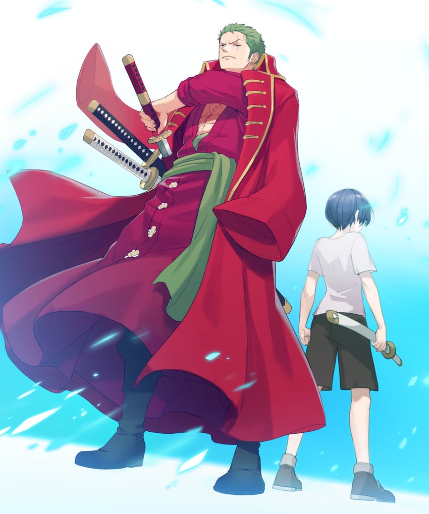 roronoa zoro and shimotsuki kuina (one piece and 1 more) drawn by shironegi_zzz