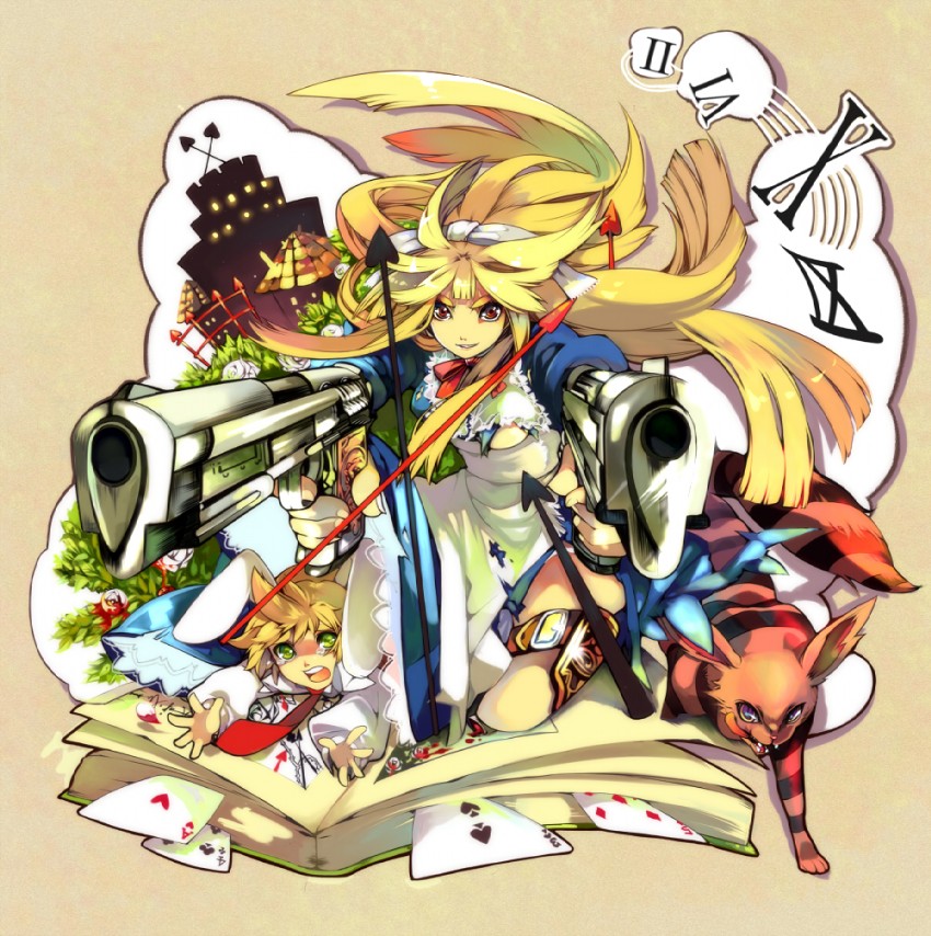 alice, white rabbit, and cheshire cat (alice's adventures in wonderland) drawn by tenryou_sena