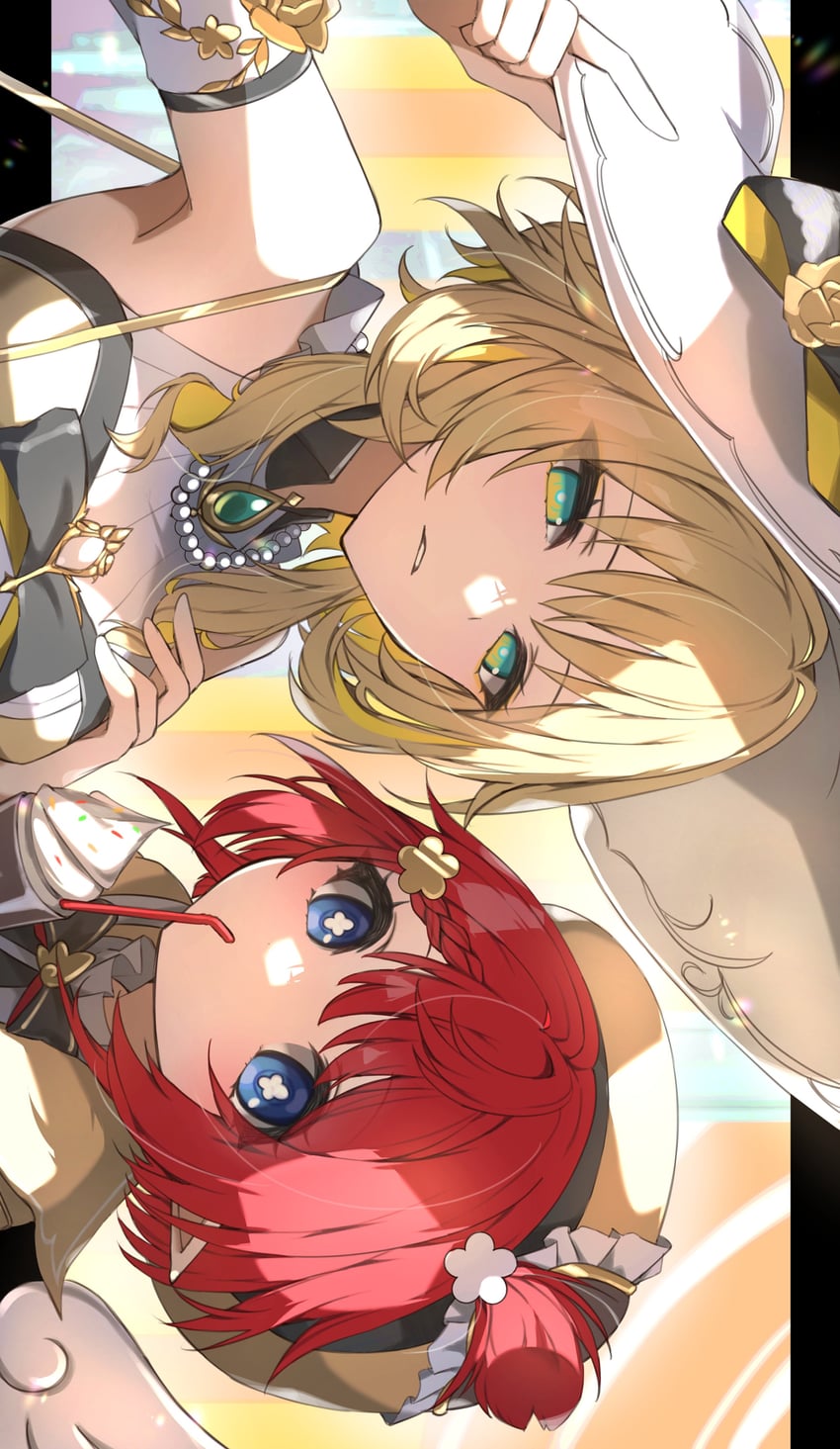 aglaea and tribbie (honkai and 1 more) drawn by moderate_gold