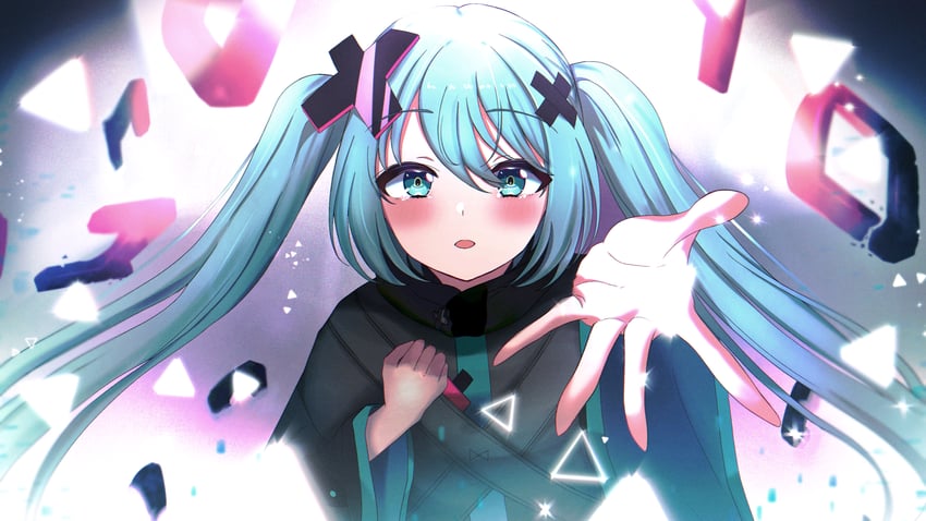hatsune miku and batsu miku (vocaloid and 2 more) drawn by shitone_08