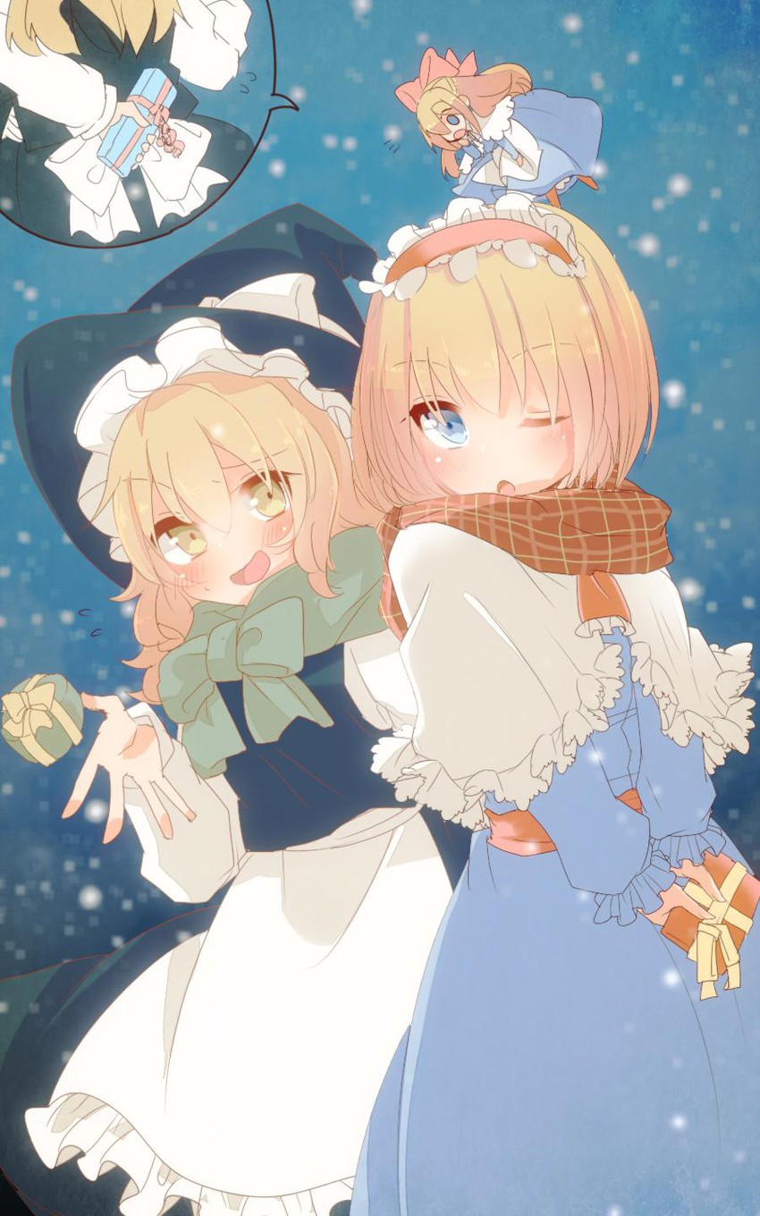 kirisame marisa, alice margatroid, and shanghai doll (touhou) drawn by aoi_(annbi)