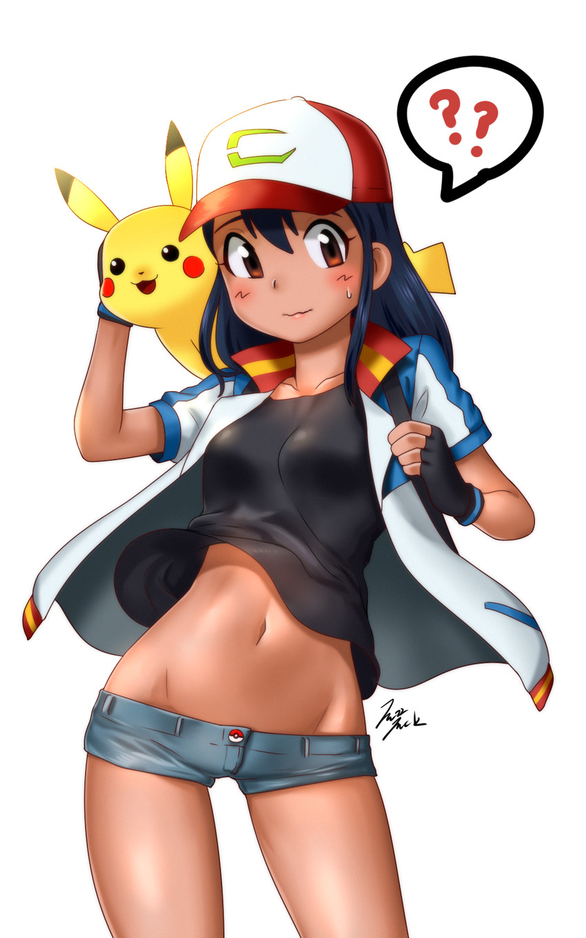 pikachu and ash ketchum (pokemon and 1 more) drawn by jazz_jack