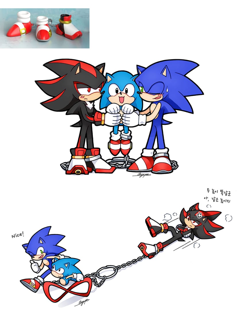 sonic the hedgehog, shadow the hedgehog, and classic sonic (sonic and 2 more) drawn by sloth_g_ya