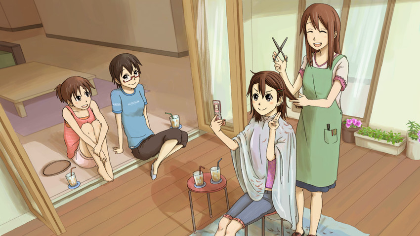 hirasawa yui, hirasawa ui, manabe nodoka, and mrs. hirasawa (k-on!) drawn by bonjin