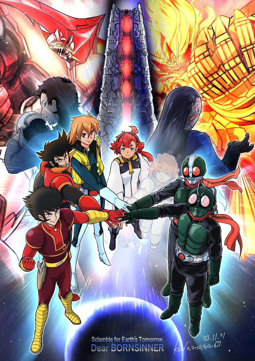 suletta mercury, kamen rider 1, ericht samaya, prospera mercury, kamen rider 2, and 8 more (gundam and 9 more) drawn by yuzupapa