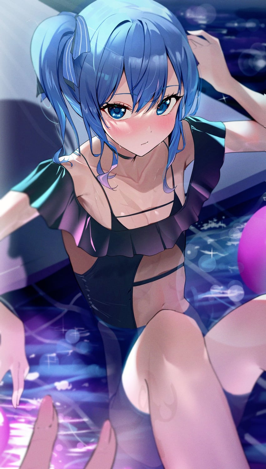 hoshimachi suisei and minato aqua (hololive) drawn by panda_0035