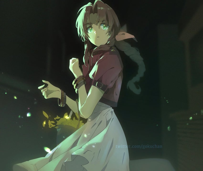 aerith gainsborough (final fantasy and 2 more) drawn by goku-chan
