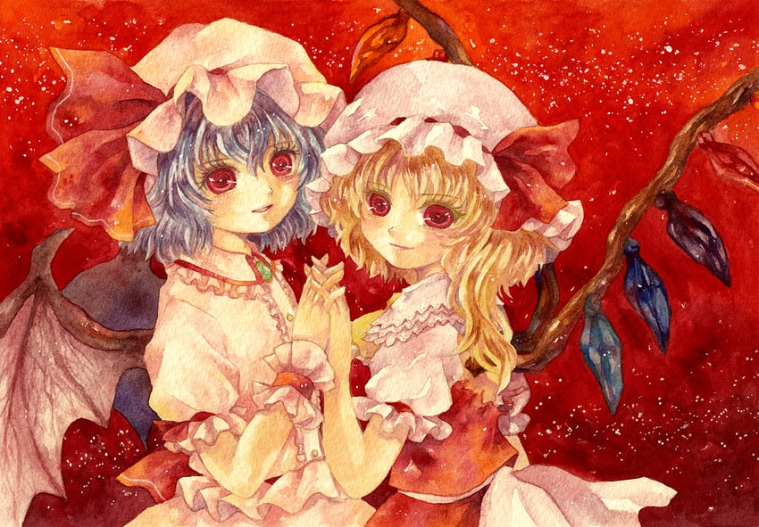 remilia scarlet and flandre scarlet (touhou) drawn by shiroma_(mamiko)