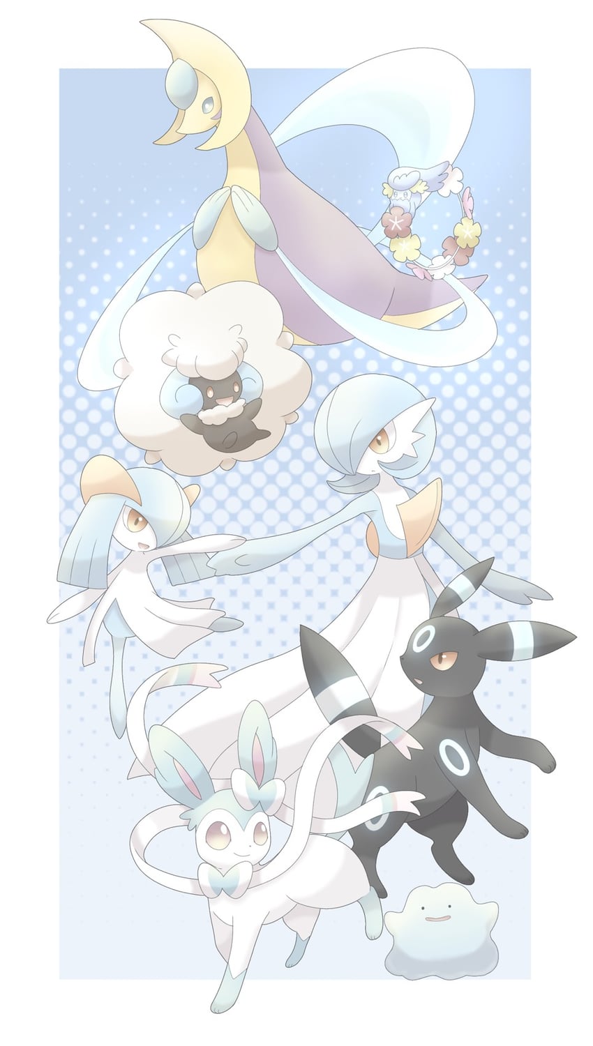 gardevoir, sylveon, umbreon, kirlia, ditto, and 3 more (pokemon) drawn by h_k225