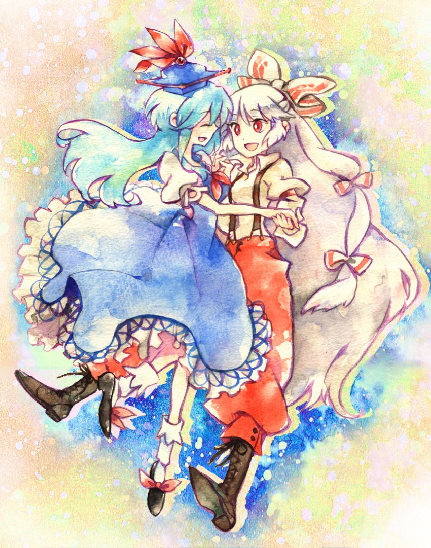 fujiwara no mokou and kamishirasawa keine (touhou) drawn by shinoasa