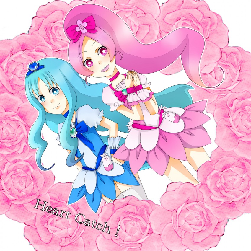 kurumi erika, hanasaki tsubomi, cure marine, and cure blossom (precure and 1 more) drawn by kouko_(puramai-0)
