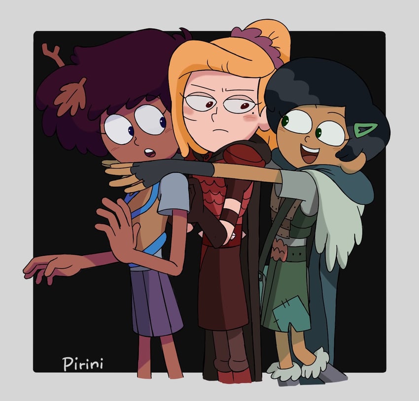 sasha waybright, anne boonchuy, and marcy wu (amphibia) drawn by pirini