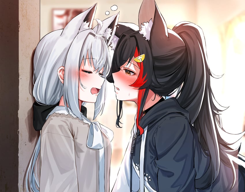 shirakami fubuki and ookami mio (hololive) drawn by daichi_(daichi_catcat)