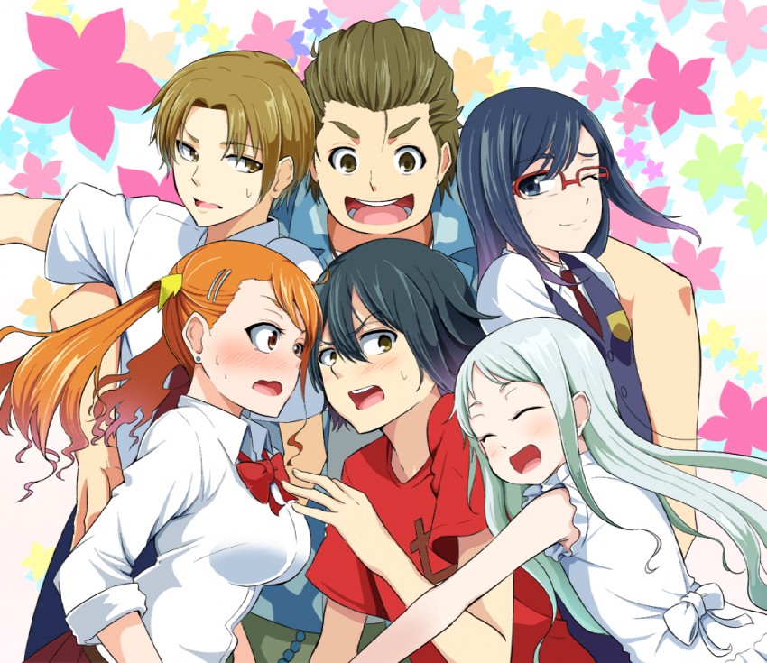 honma meiko, anjou naruko, tsurumi chiriko, yadomi jinta, matsuyuki atsumu, and 1 more (ano hi mita hana no namae wo bokutachi wa mada shiranai.) drawn by attsun_(atsushi_jb)