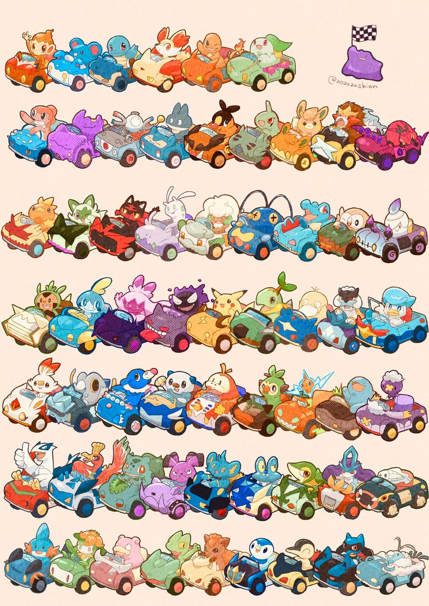 pikachu, rotom, rowlet, piplup, bulbasaur, and 55 more (pokemon) drawn by zozozoshion