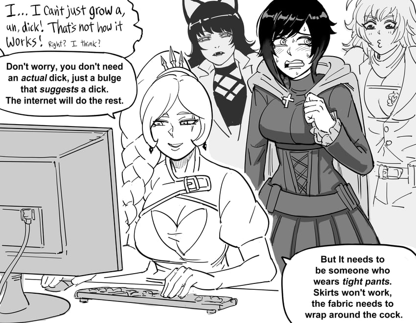 ruby rose, weiss schnee, yang xiao long, and blake belladonna (rwby) drawn by bb_(baalbuddy)