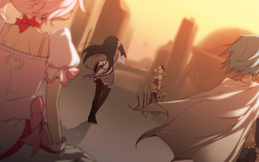 akemi homura, kaname madoka, miki sayaka, and tomoe mami (mahou shoujo madoka magica) drawn by painpa