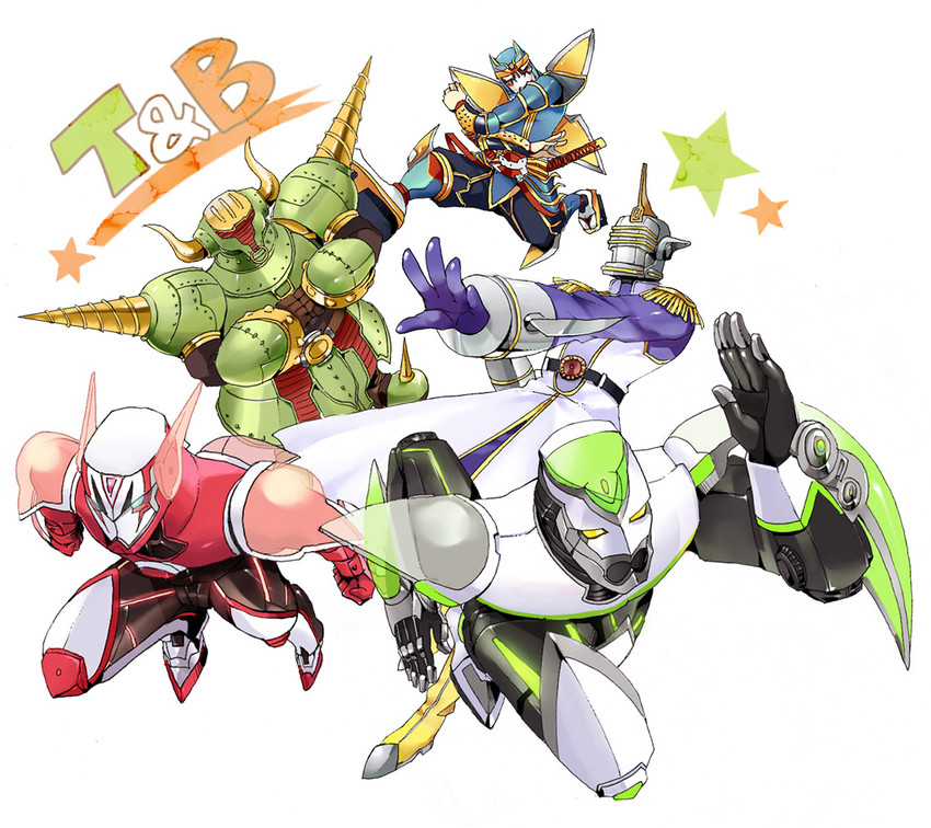 barnaby brooks jr., kaburagi t. kotetsu, ivan karelin, keith goodman, wild tiger, and 4 more (tiger & bunny) drawn by sen_nai