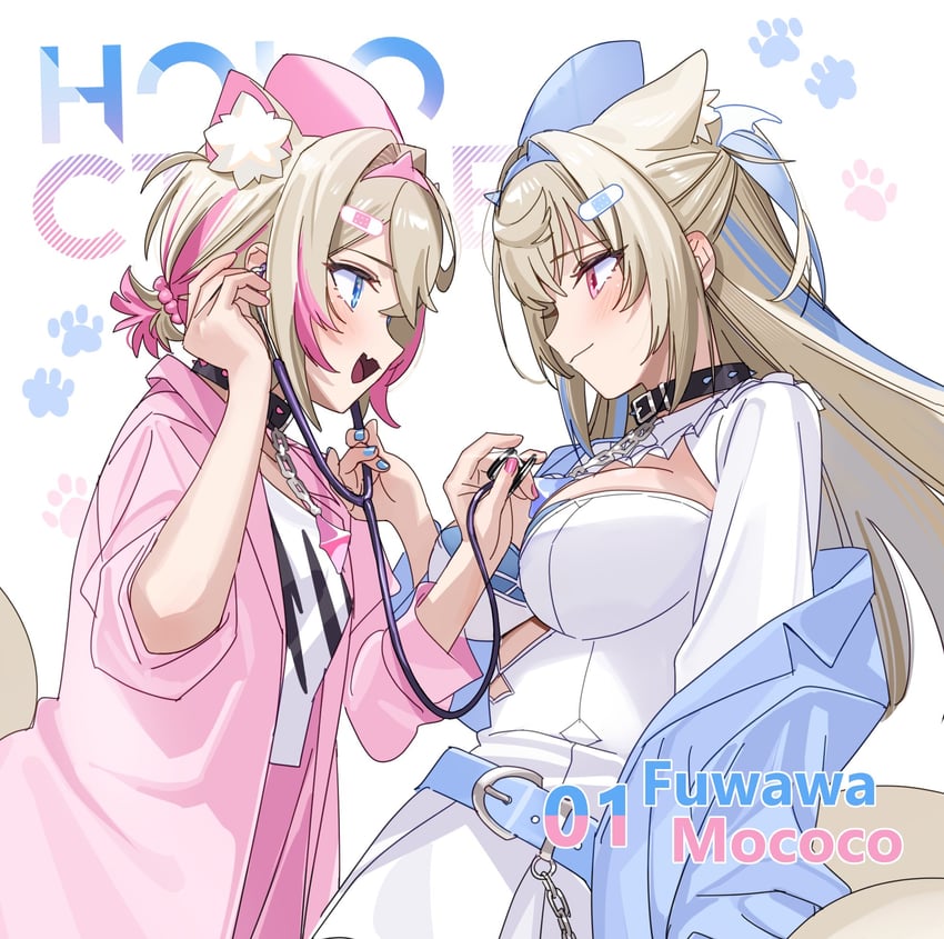 fuwawa abyssgard and mococo abyssgard (hololive and 1 more) drawn by yomosaka