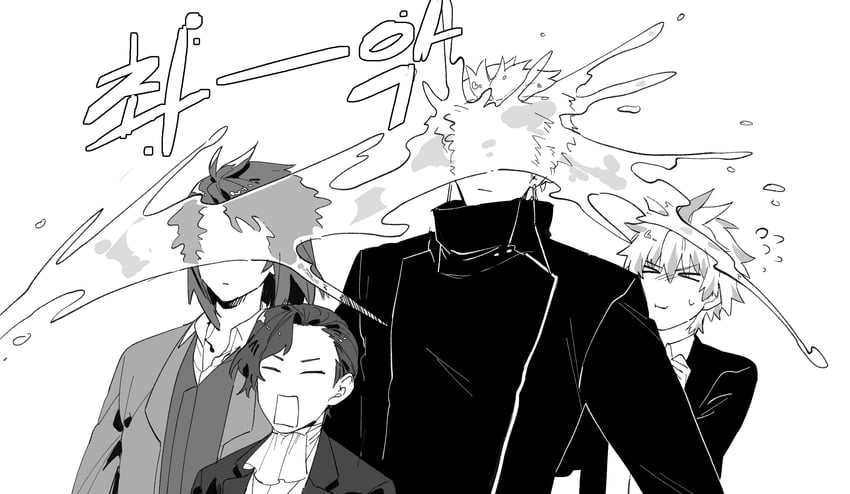 theodore riddle, harada mutei, utsugi rangiri, and rumeld othmayer (saibou shinkyoku) drawn by hunyangzi