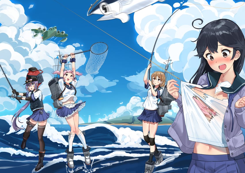 ushio, akebono, sazanami, oboro, akebono kai ni, and 2 more (kantai collection) drawn by osananajimi_neko